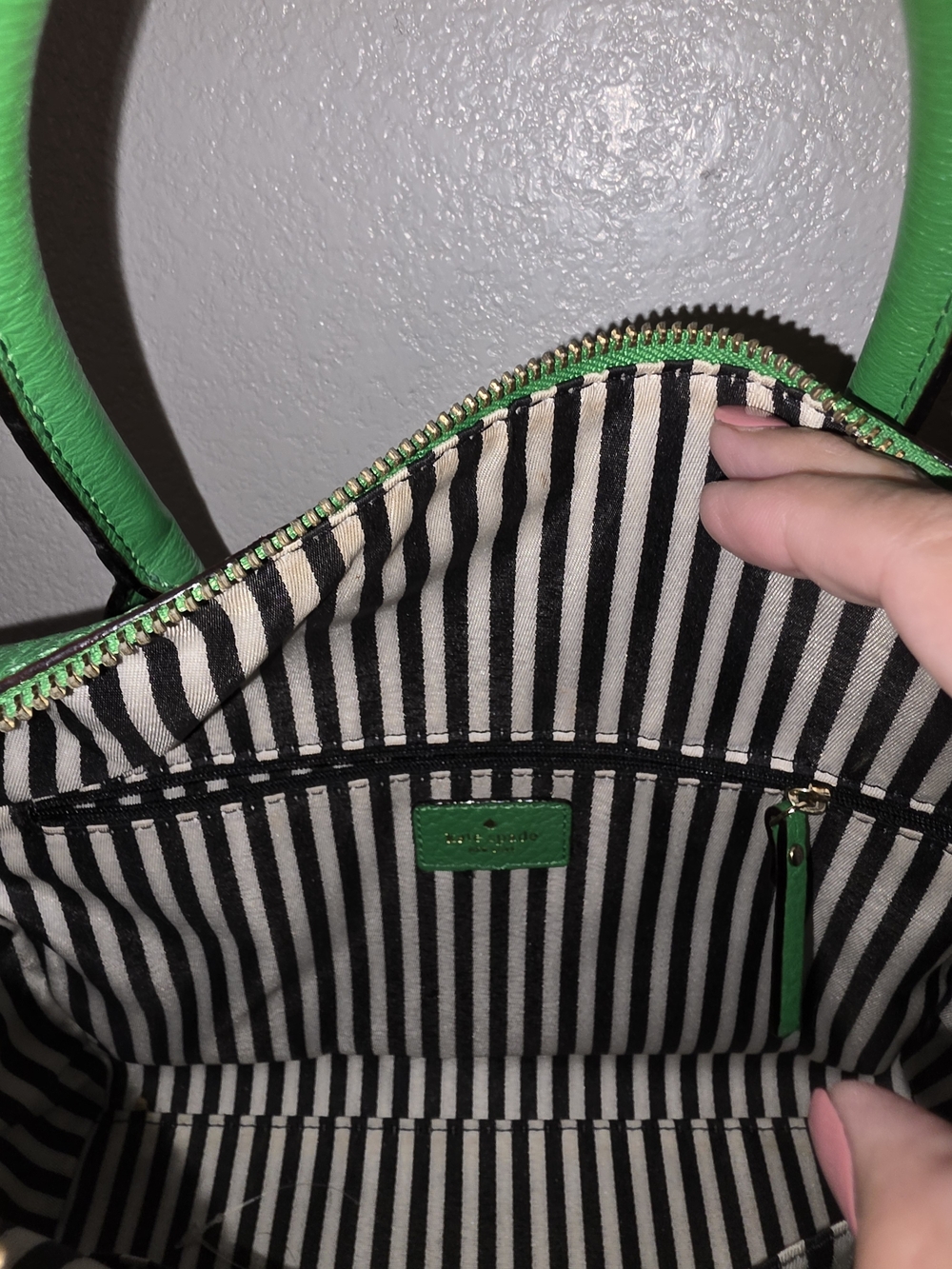 kate spade green leather satchel with tassel - Picture 2 of 3